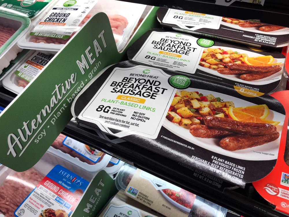 Beyond Meat brand classic plant-based links Beyond Breakfast Sausage packages available for vegan customers 